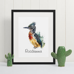 Poster The Painted Runner, Watercolor Roadrunner personal