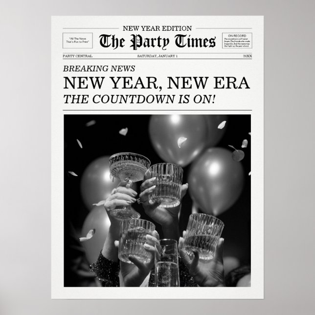 Poster The Party Times Newspaper New Year New Era (Frente)