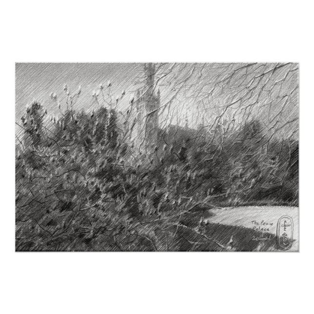 Pôster The Peace Palace – Graphite Landscape Elegance (Frente)
