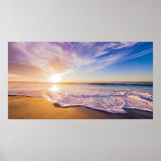 Poster The Perfect Golden Sunset over a Sandy Beach Canva (Frente)