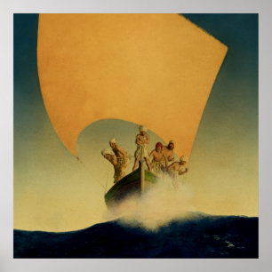 Poster "The Pirate Ship", de Maxfield Parrish