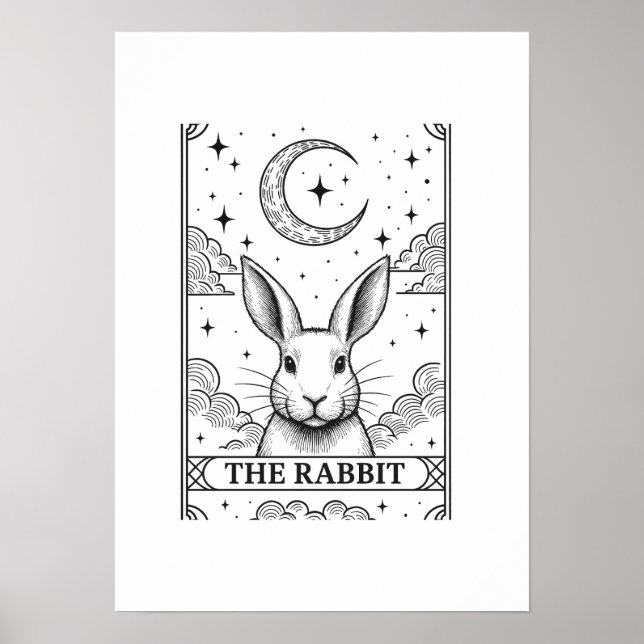 Poster The Rabbit | Mystical Moon Tarot Card Illustration (Frente)