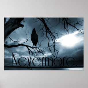 Poster The Raven - Nevermore Sunbeams & Tree Blue