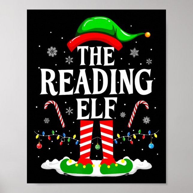 Poster The Reading Elf Xmas Funny Book Lover Christmas Bo (Frente)