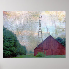 Pôster The Red Barn Mixed Media