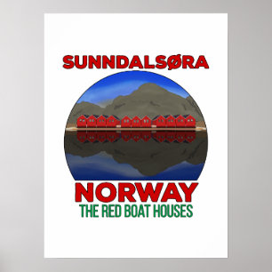 Poster The Red Boat Houses Sunndalsøra Noruega