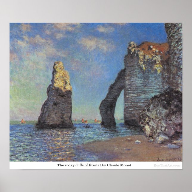 Pôster The rocky cliffs of Étretat by Claude Monet (Frente)