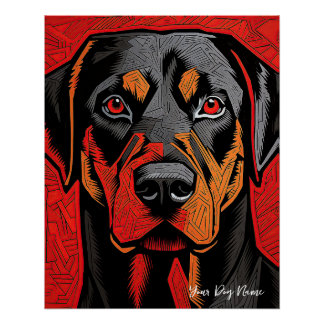 Pôster The Rottweiler Dog, Red and Black 003 - Ulises Dal