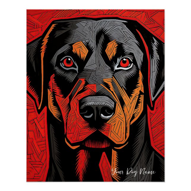 Pôster The Rottweiler Dog, Red and Black 003 - Ulises Dal (Frente)