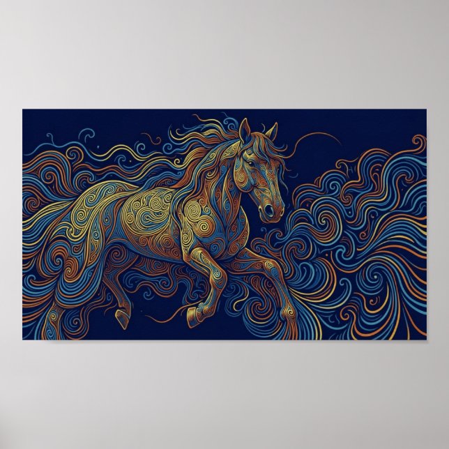 Poster The running fractal horse (Frente)