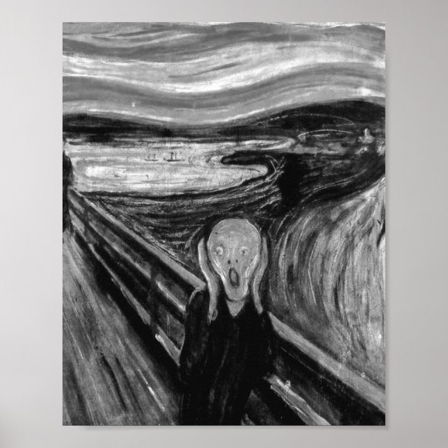 Poster The Scream Black And White By Edvard Munch (Frente)