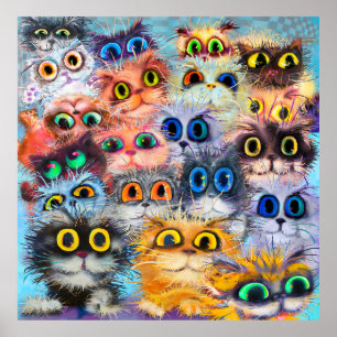 Poster The set of cats portraitsart,portrait,animal,abstr