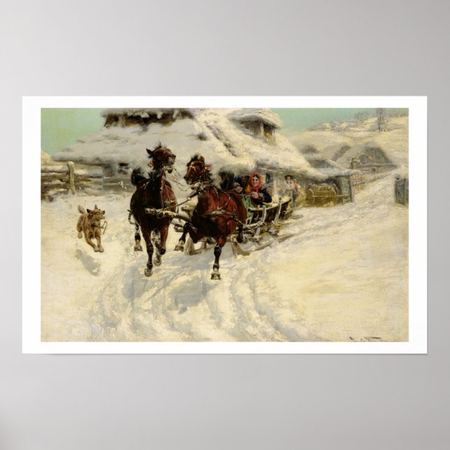Pôster The Sleigh Ride, 1896 (óleo na canvas) (Frente)