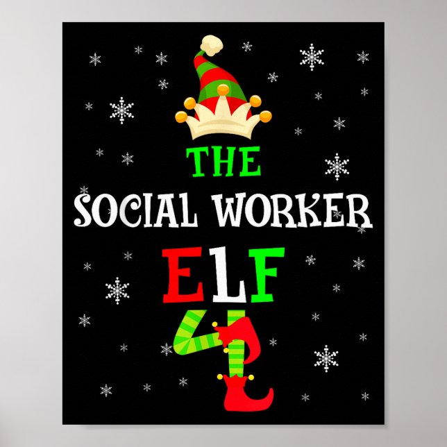 Poster The Social Worker Elf Christmas Elf Matching Famil (Frente)