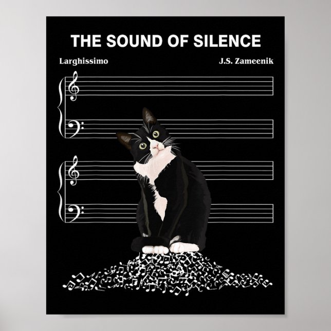 Poster The Sound Of Silence Music And Cats Lover  (Frente)