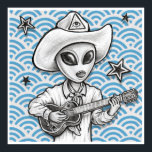 Pôster 'The Space Cowboy' art print -(pop surreal sci-fi)<br><div class="desc">Large full colour art poster print of my mixed media artwork 'The Space Cowboy'. Superb print quality and ready for framing.  Add a splash of out of this world cartoon surrealism to your walls today!</div>