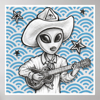 Pôster 'The Space Cowboy' art print -(pop surreal sci-fi)