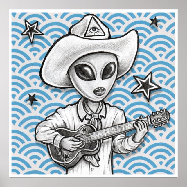 Pôster 'The Space Cowboy' art print -(pop surreal sci-fi) (Frente)