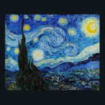 Poster The Starry Night (1889) by Vincent Van Gogh<br><div class="desc">An impressive collection of high resolution public domain original paintings from the most famous Dutch Post-impressionist painter of all time, Vincent Willem van Gogh (1853–1890). Vincent struggled with mental illness throughout his short career and painted most of his most famous artwork such as 'Sunflowers' and 'Starry Night' during his final...</div>