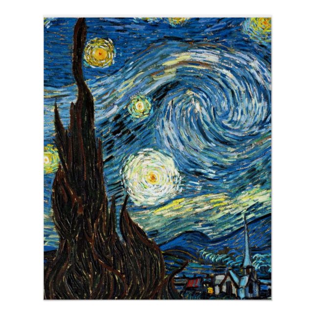 Pôster The Starry Night by Vincent Van Gogh (Frente)