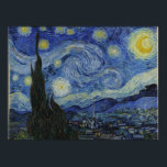 Poster The Starry Night - Van Gogh (1888)<br><div class="desc">Esta design apresenta a pintura de Vincent Van Gogh em 1888,  The Starry Night. Mostra a visão que Van Gogh viu do seu quarto à noite.</div>