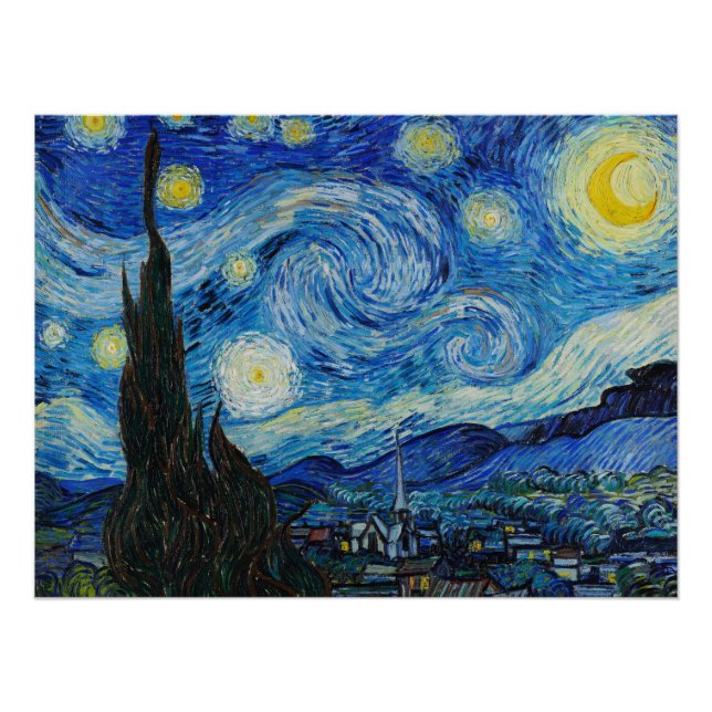 Pôster The Starry Night - Vincent Van Gogh (Frente)