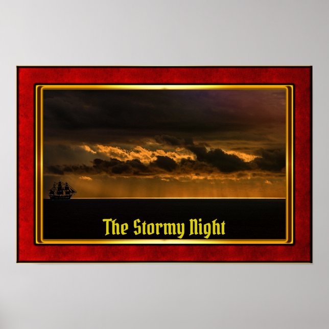 Poster The Stormy Night - Galleon at Sunset (Frente)