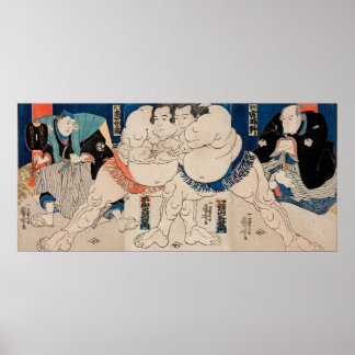 Poster The Sumo Wrestlers, 1814 - Utagawa Kuniyoshi 