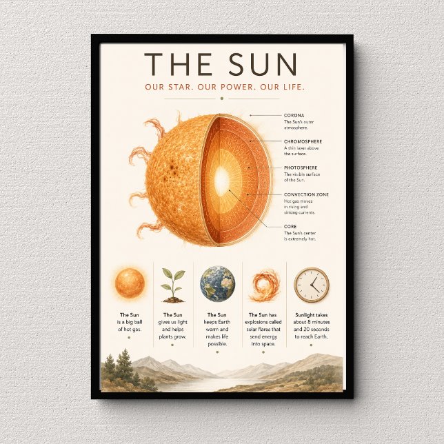 Poster The Sun Educational | Ciência do Sistema Solar (Criador carregado)