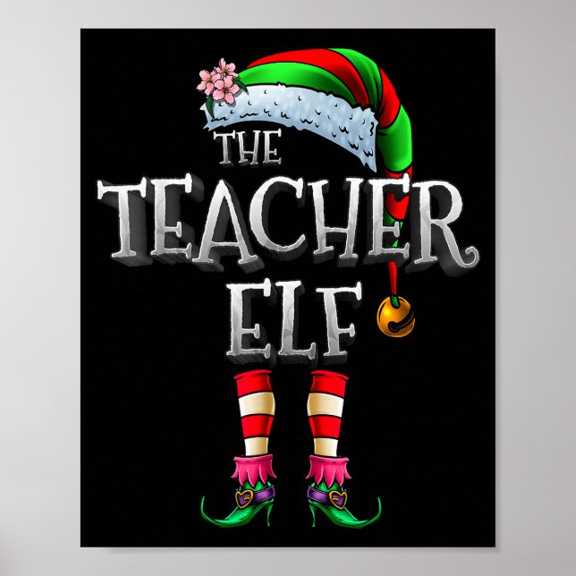 Poster The Teacher Elf Shirt Matching Family Funny Christ (Frente)
