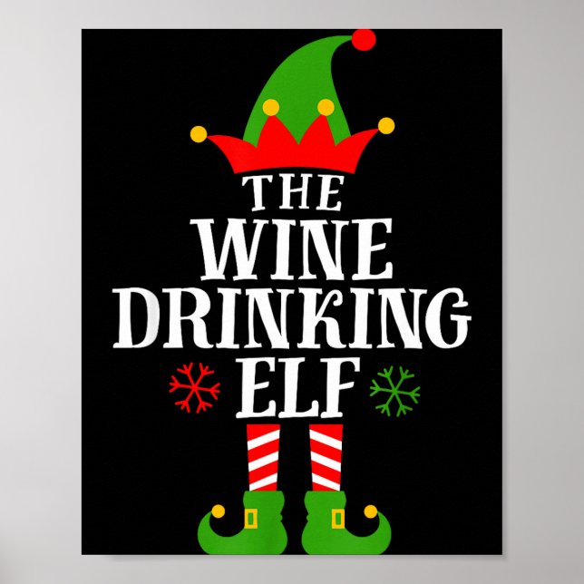 Poster The Wine Drinking Elf Funny Matching Family Christ (Frente)