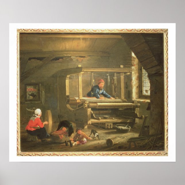Poster The Workshop of a Weaver, 1656 (oil on canvas) (Frente)