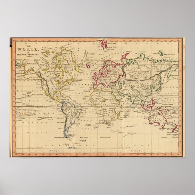 Pôster The World, Mercator's Projection (Frente)