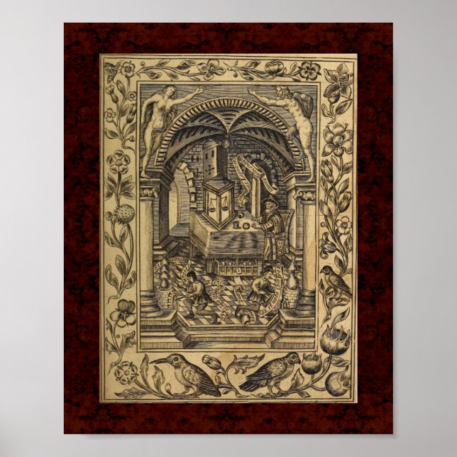 Pôster Theatrum Chemicum: 1652 Ilustração de Alquimia (Frente)