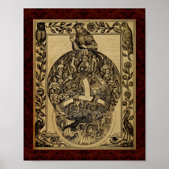 Pôster Theatrum Chemicum: 1652 Ilustração de Alquimia (Frente)