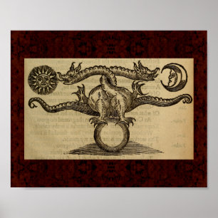 Pôster Theatrum Chemicum: Ilustração 1652 da alquimia