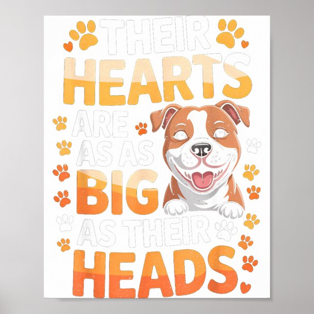 Poster Their Hearts Are As Big As Their Heads - Tbull Dog (Frente)