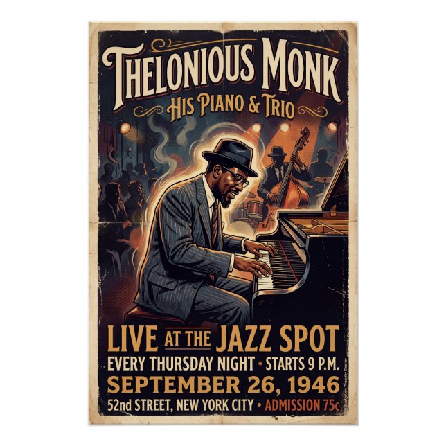 Pôster Thelonious Monk – Live  (Frente)