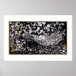 Poster Theo Van Hoytema Retro Peacock Clip Art Black and