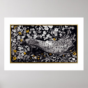 Poster Theo Van Hoytema Retro Peacock Clip Art Black and