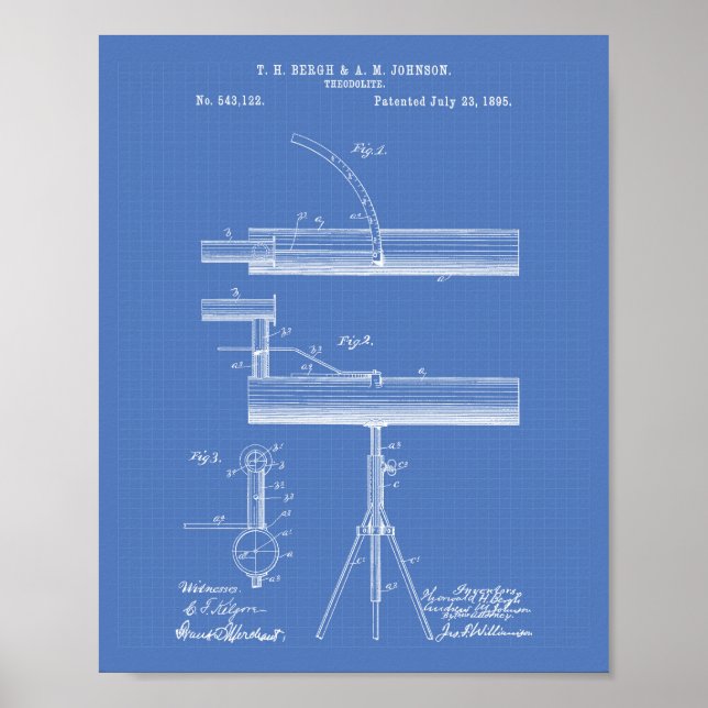 Pôster Theodolite 1895 - Patent Art Blueprint (Frente)