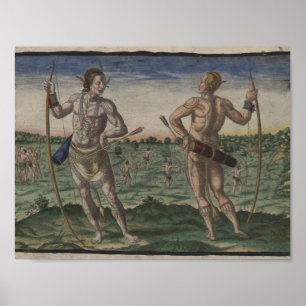 Pôster Theodor de Bry, 1528-1598, nativo americano no