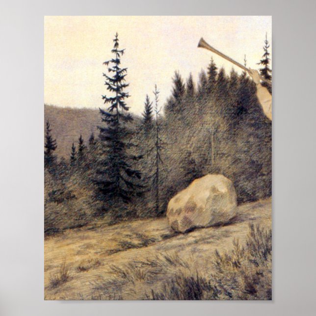 Poster Theodor Kittelsen - Op em Fjeldet Toner En Lur (Frente)