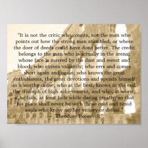 Poster Theodore Roosevelt "a arena" "não é… "
