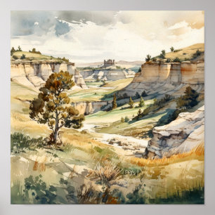 Poster Theodore Roosevelt National Park Watercolor
