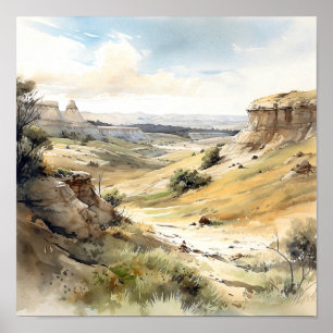 Poster Theodore Roosevelt National Park Watercolor