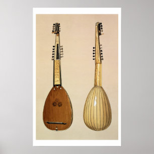 Poster Theorbo, feito por Giovanni Krebar, Pádua, 1629,