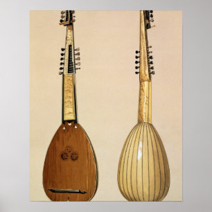 Pôster Theorbo, feito por Giovanni Krebar, Pádua, 1629,