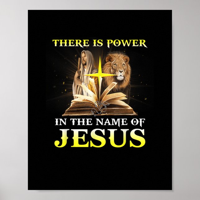 Poster There Is Power In The Name Of Jesus Lion Christian (Frente)