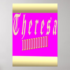 Poster Theresa design chocante rosa e ouro